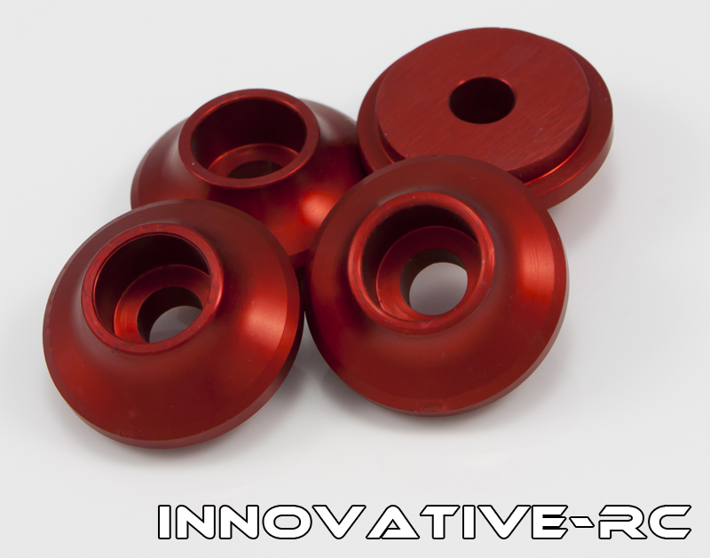 Red Big Bore shock Spring Retainers - Aluminium